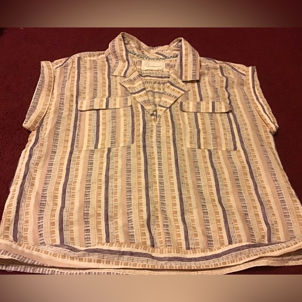 ANTHROPOLOGIE SZ M SLEEVELESS STRIPED TOP EUC